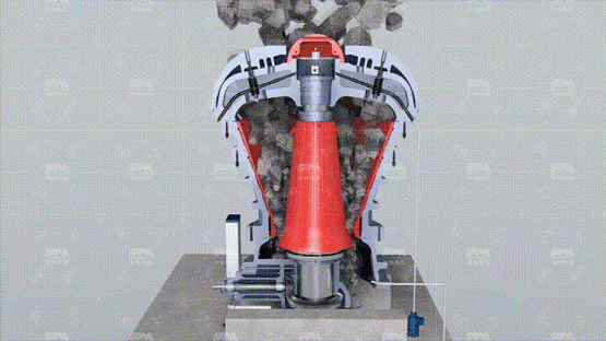 HGT旋回式破碎機工作原理動態(tài)展示